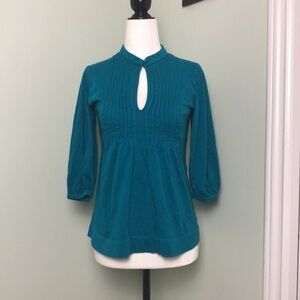 🤍 M 🤍 Teal Pintucked Keyhole Babydoll Top​